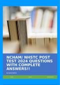 NCHAM/ NHSTC POST TEST 2024 QUESTIONS WITH COMPLETE ANSWERS!!