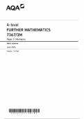 AQA A-level FURTHER MATHEMATICS 7367/3M Paper 3 Mechanics Mark scheme June 2024 Version: 1.0 Final