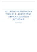 2021 HESI Pharmacology Version 1 – Questions 1 through 100(WITH RATIONALE