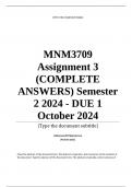 MNM3709 Assignment 3 (COMPLETE ANSWERS) Semester 2 2024 - DUE 1 October 2024 ; 100% TRUSTED Complete, trusted solutions and explanations.. Ensure your success with us.. 