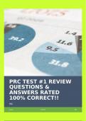 PRC TEST #1 REVIEW QUESTIONS & ANSWERS RATED 100% CORRECT!!