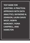 Test Bank For Auditing; A Practical Approach With Data Analytics, Raymond N. Johnson, Laura Davis Wiley, Robyn Moroney, Fiona Campbell, Jane