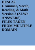 HESI A2 Grammar, Vocab, Reading, & Math Version 2
