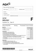 AQA GCSE BIOLOGY Foundation Tier & Higher Tier Paper 1 & 2 Qp And Marking Scheme 2024