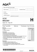 AQA GCSE BIOLOGY Higher Tier Paper 2H 8461/2HQP Biology G 7Jun24