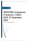 MNO2608 Assignment 4 Semester 2 2024 - DUE 25 September 2024