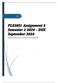 PLS2601 Assignment 2 Semester 2 2024 - DUE September 2024