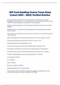 360 Food Handling Course Texas Exam (Latest 2023 — 2024) Verified Solution