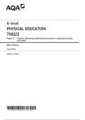 AQA A-level PHYSICAL EDUCATION 7582/2 Paper 2 Factors affecting optimal performance in physical activity and sport Mark scheme June 2024