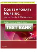 TEST BANK CHERRY & JACOB CONTEMPORARY NURSING ISSUES, TRENDS, AND MANAGEMENT, 7TH EDITION Chapters 1-14 Test Bank Questions with Complete Solutions