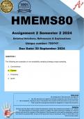 HMEMS80 Assignment 2 (COMPLETE ANSWERS) Semester 2 2024 (755747) - DUE 30 September 2024