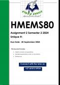 HMEMS80 Assignment 2 (QUALITY ANSWERS) Semester 2 2024