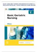 BASIC GERIATRIC NURSING 8TH EDITION BY PATRICIA A. WILLIAMS TEST BANK - YOUR COMPLETE GUIDE 2024-2025