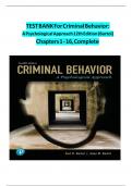 Test Bank For Criminal Behavior: A Psychological Approach,