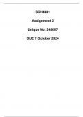 SCH4801 Assignment 3 (248097) (Detailed Answers) DUE 7 OCTOBER 2024