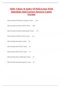 Abbe Values & Index Of Refraction With Questions And Correct Answers Latest Version