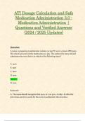 ATI Dosage Calculation –  Dosages by Weight / Critical Care, Injectable, Oral, Parenteral (IV), Pediatric, Powdered Medications / Safe Dosage / Medication Administration Exams | Questions and Verified Answers | 100% Correct | (2024 / 2025 Updates)