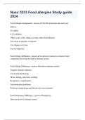 Nusc 3233 Food allergies Study guide 2024