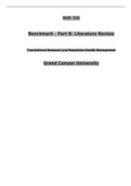 NUR 550| Benchmark - Part B: Literature Review| Translational Research and Population Health Management| Grand Canyon University