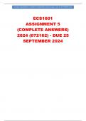 ECS1601 Assignment 5 (COMPLETE ANSWERS) 2024 (672162) - DUE 25 September 2024