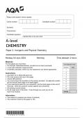 AQA A Level Chemistry Paper 1, Paper 2, Paper 3 Question Paper and Markschemes [VERIFIED]