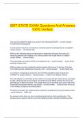   EMT STATE EXAM Questions And Answers 100% Verified.