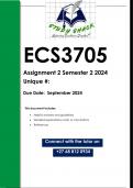 ECS3705 Assignment 2 (QUALITY ANSWERS) Semester 2 2024