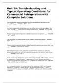 Unit 29: Troubleshooting and Typical Operating Conditions for Commercial Refrigeration with Complete Solutions