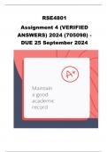 RSE4801 ASSIGNMENT 4 (VERIFIED ANSWERS) 2024 (705098) - DUE 25 SEPTEMBER 2024