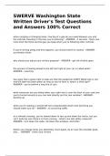 SWERVE Washington State Written Driver's Test Questions and Answers 100% Correct