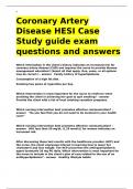 Coronary Artery Disease HESI Case Study guide exam questions and answers.