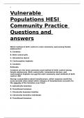 Vulnerable Populations HESI Community Practice Questions and answers.