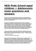 HESI Peds School-aged children + Adolescents exam questions and answers