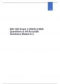 BIO 182 Exam 1 (2024) || With Questions & All Accurate Solutions (Rated A+)