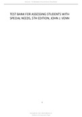 TEST BANK FOR ASSESSING STUDENTS WITH SPECIAL NEEDS, 5TH EDITION, JOHN J. VENN