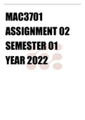 MAC3701 - Application Of Management Accounting Techniques (mac3701) Assignment 02 Semester 01 year 2022