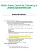 Midterm Exam Study Guide - NR602 / NR-602 / NR 602 (Latest) : Primary Care of the Childbearing and Childrearing Family Practicum - Chamberlain