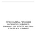 REVISION MATERIAL FOR COLLEGE MATHEMATICS FOR BUSINESS, ECONOMICS, LIFE SCIENCES, AND SOCIAL SCIENCES 14TH BY BARNETT