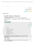 Health History Results | Completed Advanced Health Assessment SHADOW HEALTH