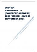 ECS1601 Assignment 5 (COMPLETE ANSWERS) 2024 (672162) - DUE 25 September 2024