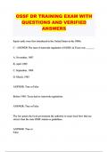 OSSF DR TRAINING EXAM WITH QUESTIONS AND VERIFIED ANSWERS