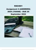 RSE4801 Assignment 4 (COMPLETE ANSWERS) 2024 (705098) - DUE 25 September 2024 ; 100% TRUSTED Complete, trusted solutions and explanations