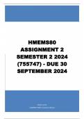 HMEMS80 Assignment 2 Semester 2 2024 (755747) - DUE 30 September 2024