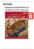 Test Bank For Contemporary Canadian Business Law 13th Canadian Edition By John Willes, ISBN: 9781264847358, All 35 Chapters Covered, Verified Latest Edition