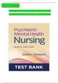 TEST BANK - Psychiatric Mental Health Nursing, 9th Edition by Sheila Videbeck ISBN: 9781975184773, All 24 Chapters Covered, Verified Latest Edition