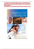 Test Bank For Maternal Child Nursing Care 7th Edition by Shannon E. Perry, Marilyn J. Hockenberry, Mary Catherine Cashion Chapter 1-50 Complete .Latest updated 2023 (859 