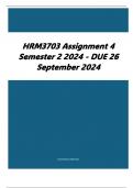 HRM3703 Assignment 4 Semester 2 2024 - DUE 26 September 2024