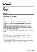 AQA AS FRENCH Paper 3 Speaking June 2024 7651/3T/V/TN