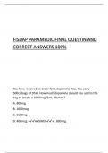 Paramedic Entrance Exam QUESTIN AND CORRECT ANSWERS 100%