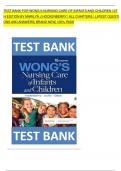 TEST BANK FOR WONG S NURSING CARE OF INFANTS AND CHILDREN 12TH EDITION BY MARILYN J HOCKENBERRY | ALL CHAPTERS | LATEST QUESTIONS AND ANSWERS| BRAND NEW| 100% PASS